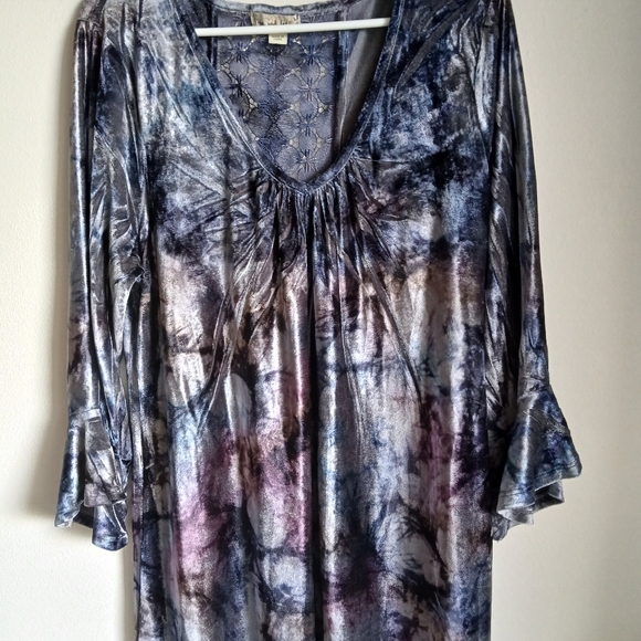 Live and Let Live Top Velour Size Large Whimsigoth Artsy Boho - Picture 13 of 14